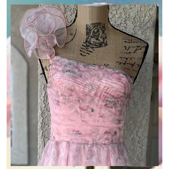 Lulus Decadent Dreamer Pink Floral Backless One-Shoulder Maxi Dress Size M - Picture 3 of 10